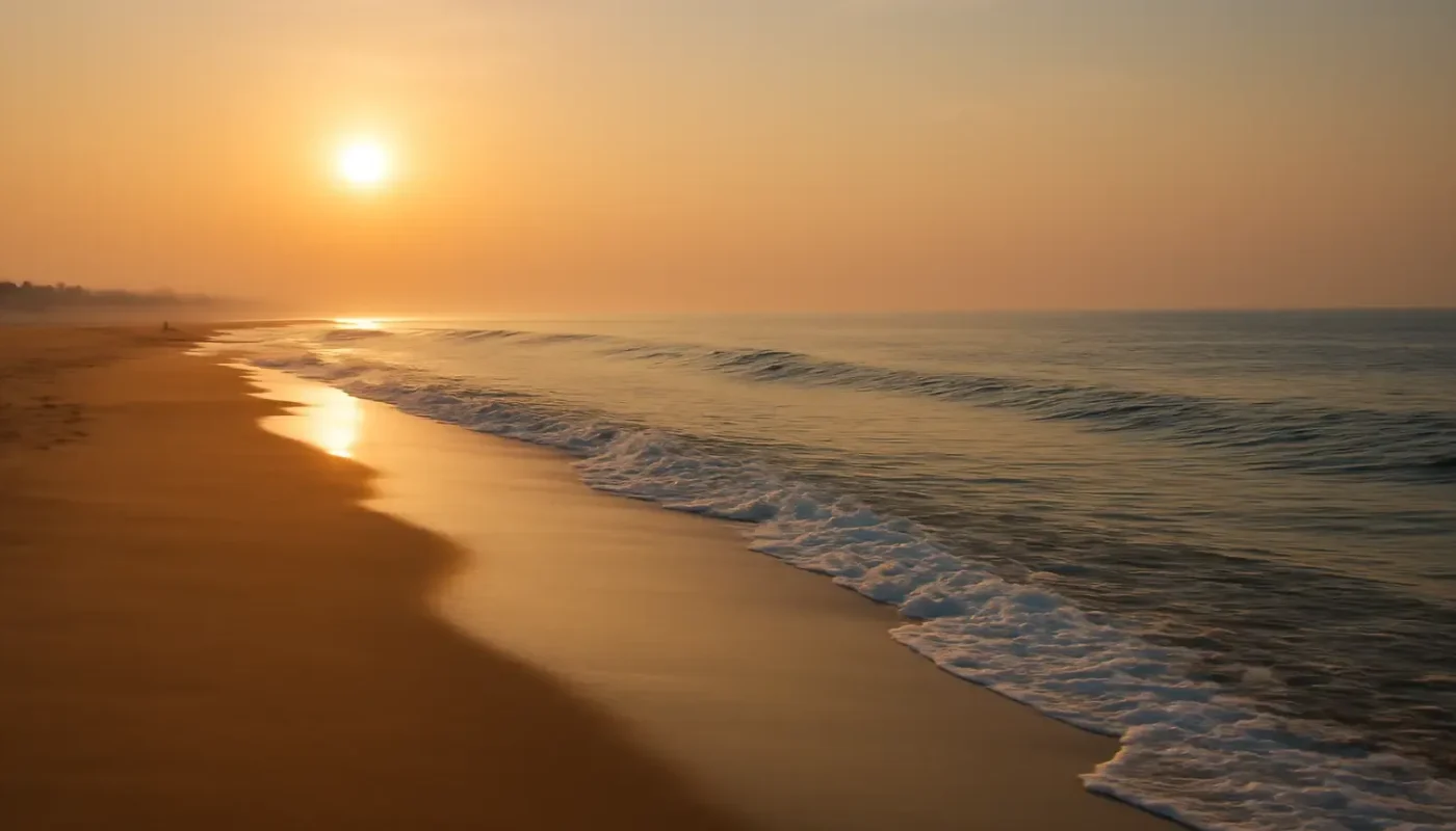 Puri beach on a pleasant winter morning in Odisha