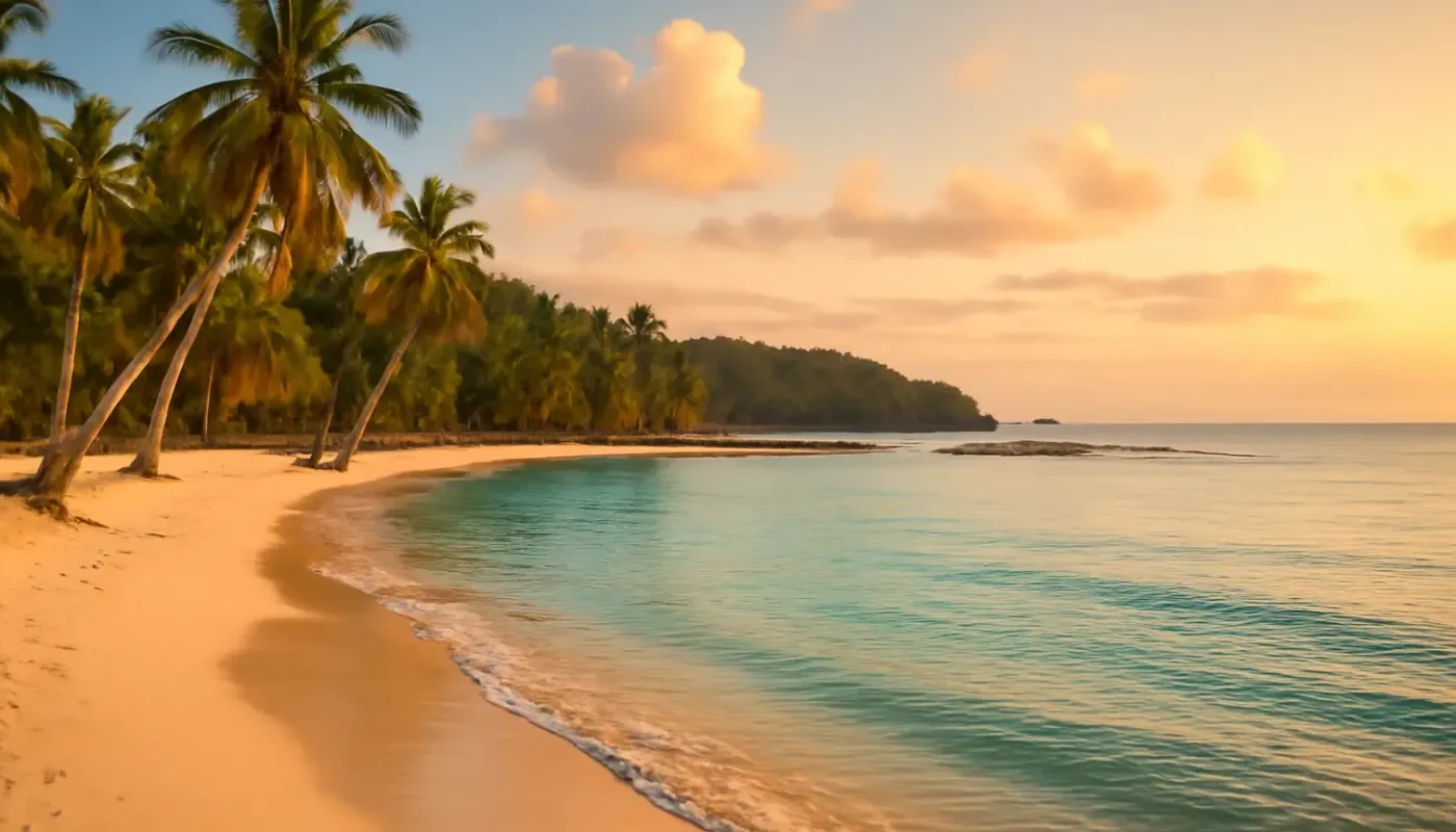 Quiet tropical beach and sunset on Neil Island in the Andaman Islands